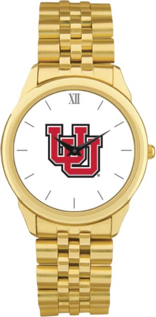 Utah Utes CSI Men's Gold Rolled Link Wristwatch (Gift Box) with Colored Medallion - ONLINE ONLY