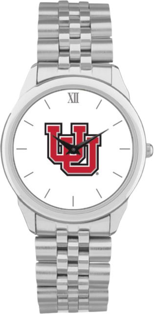 Utah Utes CSI Men's Silver Rolled Link Wristwatch (Gift Box) with Colored Medallion - ONLINE ONLY