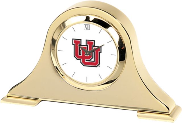 Utah Utes CSI Gold Napoleon Desk Clock with Colored Medallion - ONLINE ONLY