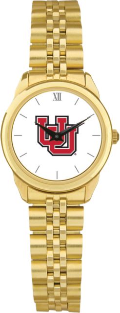 Utah Utes CSI Women's Gold Rolled Link Watch (Gift Box) with Colored Medallion - ONLINE ONLY