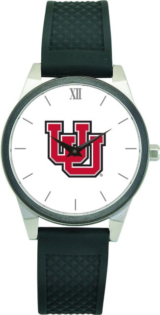 Utah Utes CSI Women's Wristwatch (Gift Boxed) With Black Silicone Strap And Color Medallion