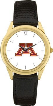 Minnesota Golden Gophers CSI Men's Black Leather Wristwatch (Gift Boxed) with Colored Medallion - ONLINE ONLY