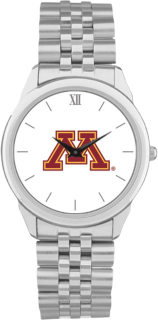 Minnesota Golden Gophers CSI Men's Silver Rolled Link Wristwatch (Gift Box) with Colored Medallion - ONLINE ONLY