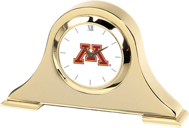 Minnesota Golden Gophers CSI Gold Napoleon Desk Clock with Colored Medallion - ONLINE ONLY