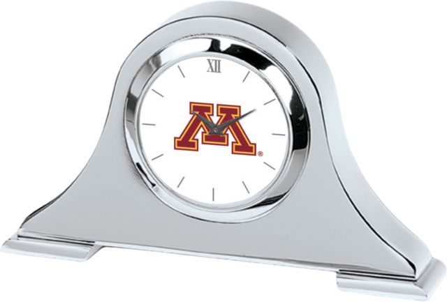 Minnesota Golden Gophers CSI Silver Napoleon Desk Clock with Colored Medallion - ONLINE ONLY